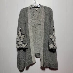 Ecote Gray Embellished‎ Open Front Cardigan Sweater Women's Size S